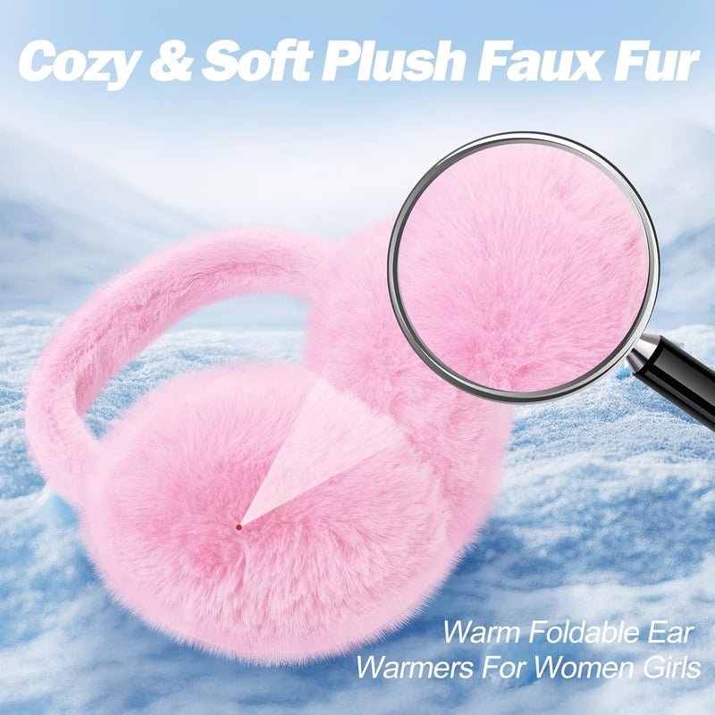 CHUANGLI Foldable Ear Muffs for Women Cold Weather Fluffy Earmuffs Winter Warm Headband Cute Slouchy Ear Warmers - Image 3